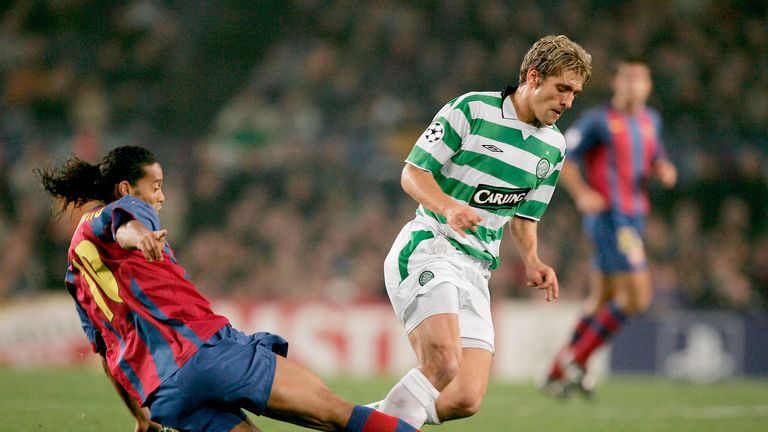 Petrov in action for Celtic against Barcelona 