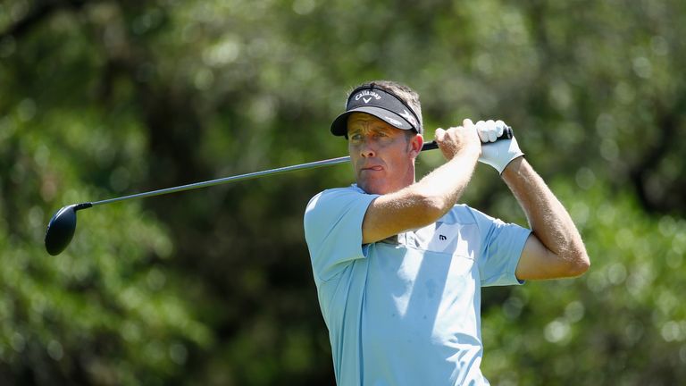 SAN ANTONIO, TX - APRIL 21:  Stuart Appleby of Australia tees off on the 12th hole during the first round of the Valero Texas Open at TPC San Antonio AT&T 