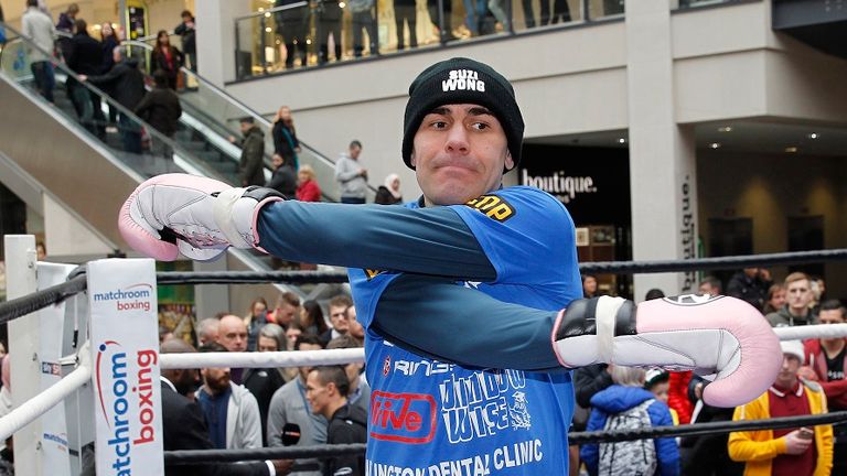 Hall at a public work-out ahead of Saturday's fight