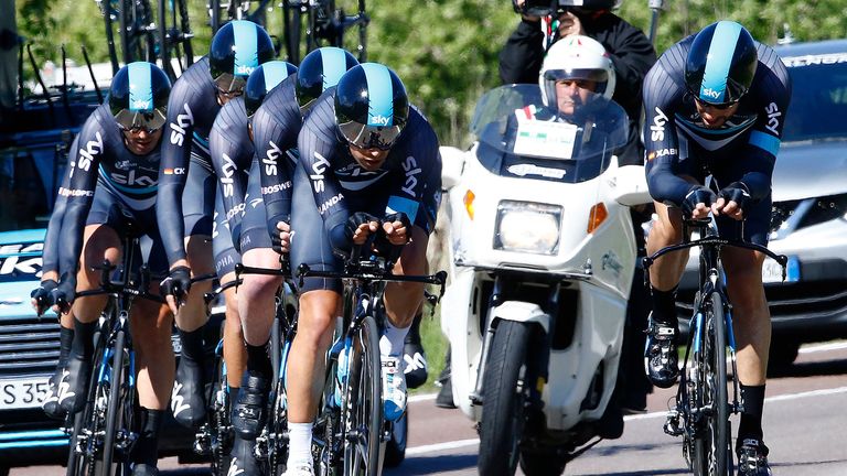 Team SKy placed second on the Stage 1 Team Time Trial of the 2016 Giro del Trentino