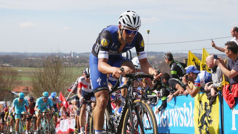 Tom Boonen of Belgium rides and Etixx-QuickStep rides up the Paterberg during the 100th edition of the Tour of Fla