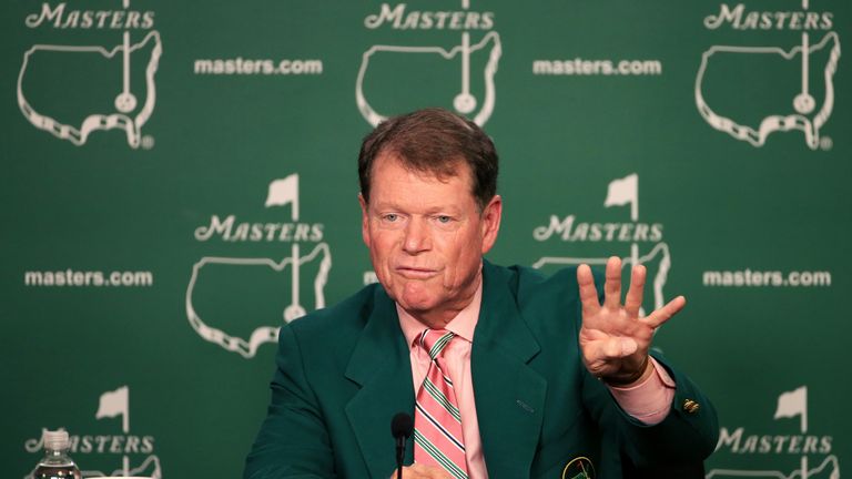 Tom Watson speaks to the media at Augusta ahead of The Masters