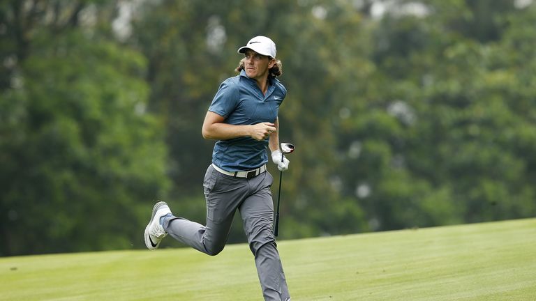 Tommy Fleetwood of England in action during the first round of the Shenzhen International