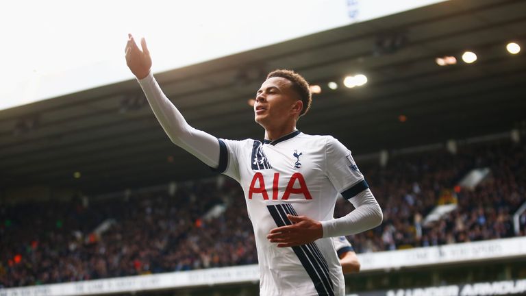 Dele Alli of Tottenham celebrates 