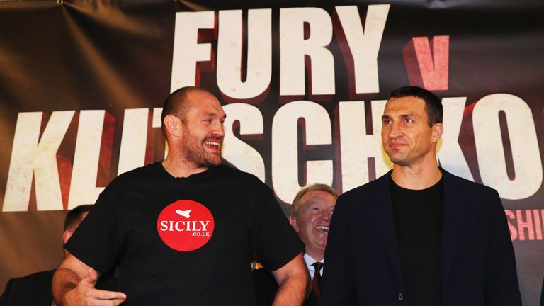 Tyson Fury and Wladimir Klitschko at the press conference