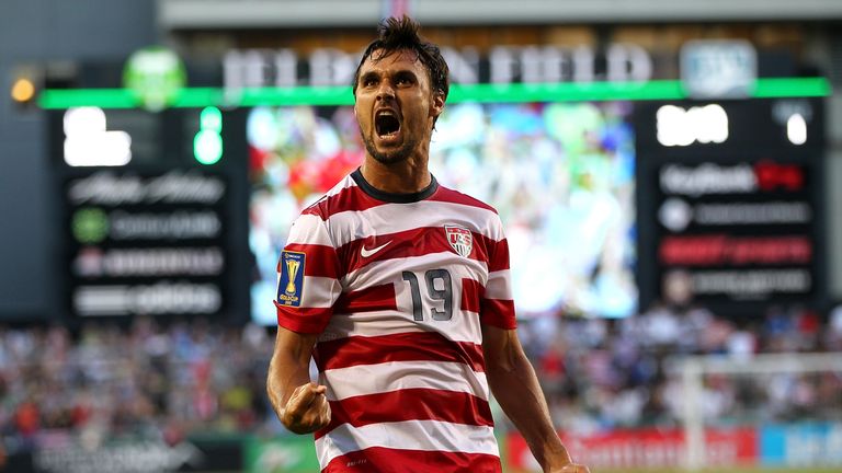 PORTLAND, OR - JULY 09:  Chris Wondolowski #19 of the United States celebrates scoring his second goal in the first half against Belize during the 2013 CON