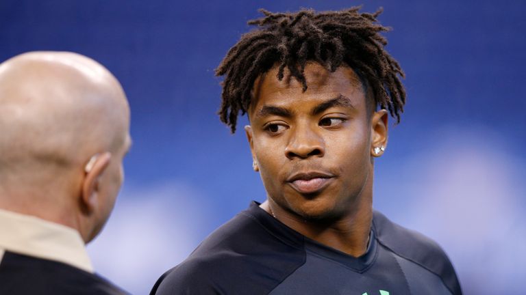INDIANAPOLIS, IN - FEBRUARY 29: Defensive back Vernon Hargreaves of Florida listens to a coach during the 2016 NFL Scouting Combine at Lucas Oil Stadium on