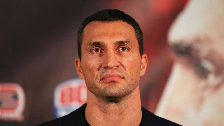Wladimir Klitschko looks on at the press conference
