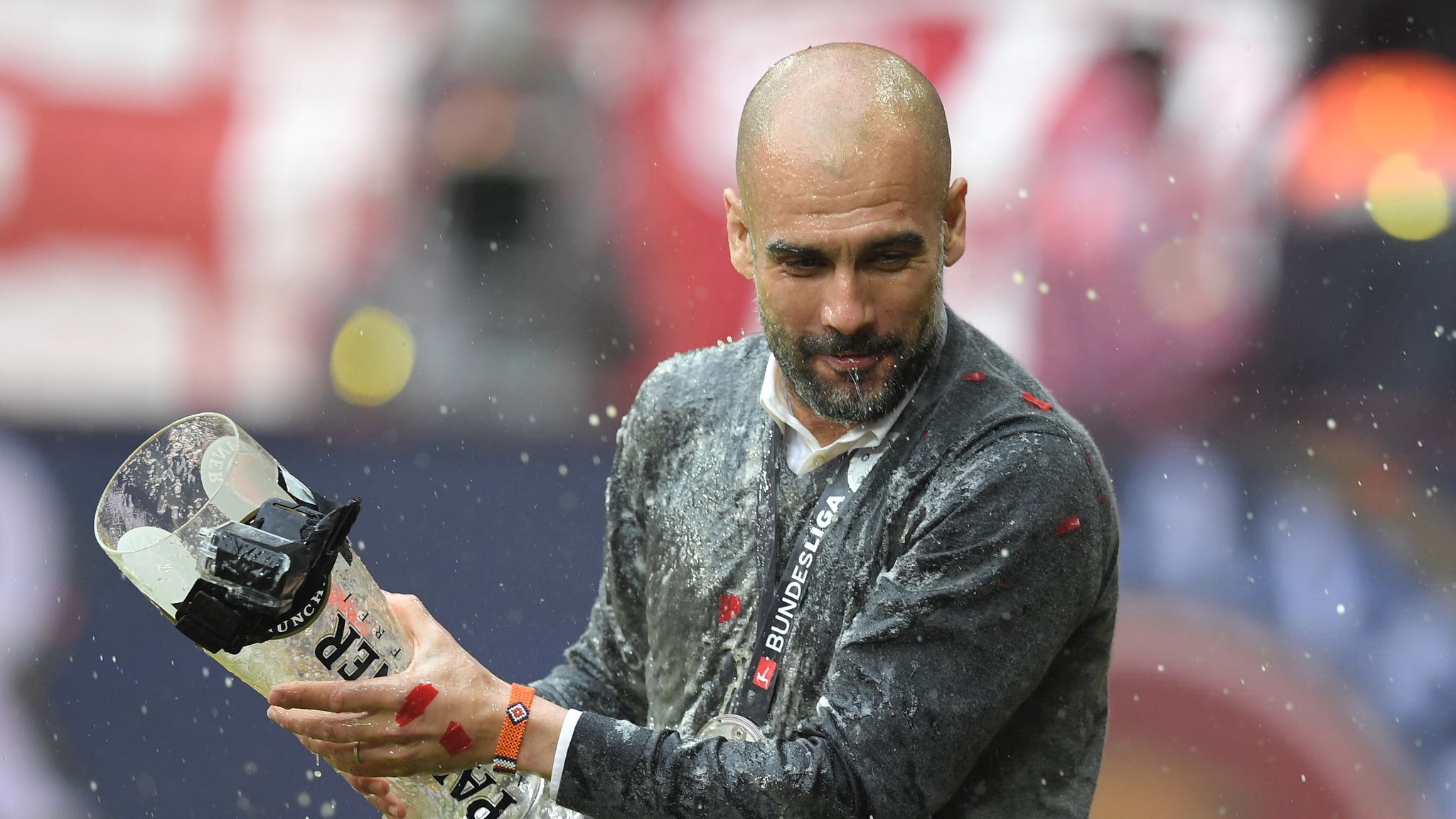 Pep Guardiola Soaked In Beer As Bayern Munich Celebrate Third Straight ...