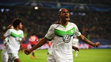 Image of Naldo celebrates scoring for Wolfsburg in their Champions League clash with Manchester United earlier this season