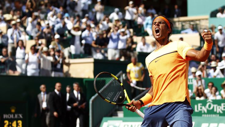 Rafa Nadal reacts after winning the match against Andy Murray during the Monte Carlo ATP Masters