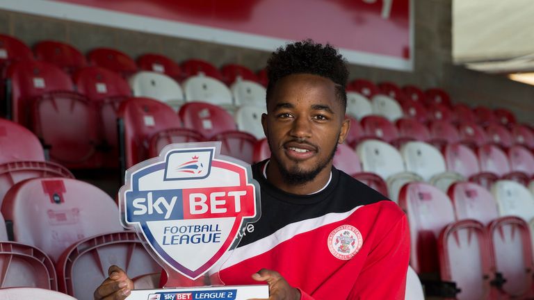 Accrington Stanley's Tariqe Fosu with the Sky Bet League Two Player of the month award