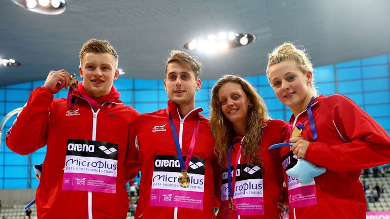 Adam Peaty, Chris Walker-Hebborn, Francesca Halsall and Siobhan-Marie O'Connor 