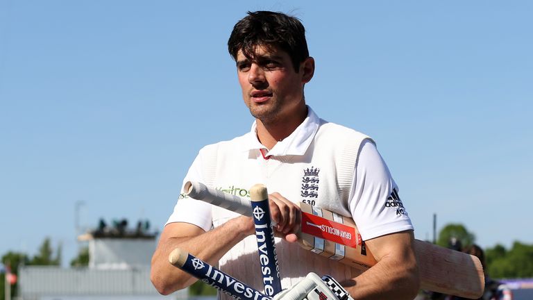 England's captain Alastair Cook leaves the field after his team won the 2nd Test match on the fourth day of the second test cricket match between England a