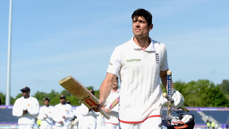 England captain Alastair Cook salutes the crowd