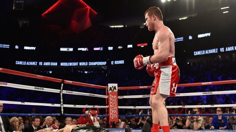 Amir Khan is knocked out by Saul Alvarez in the sixth round