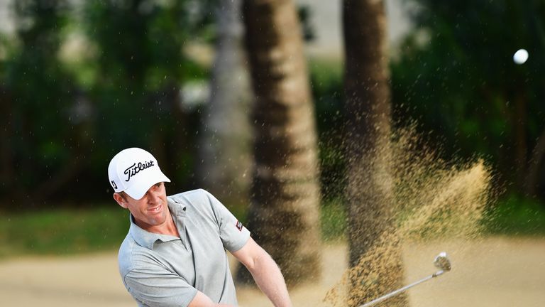 POSTE DE FLACQ, MAURITIUS - MAY 14:  Andrew Dodt of Australia plays a shot during the third round of AfrAsia Bank Mauritius Open at Four Seasons Golf Club 