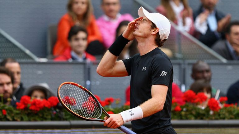Andy Murray of Great Britain shows his emotions