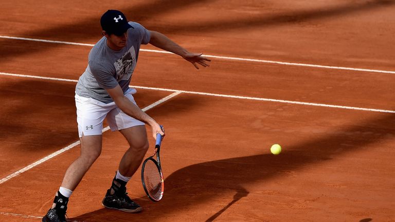 Andy Murray practice session on clay court