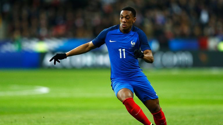 PARIS, FRANCE - MARCH 29:  Anthony Martial of France in action during the International Friendly match 