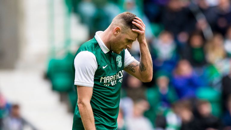 Hibernian's Anthony Stokes dejected at final whistle - Hibernian v Queen of the South