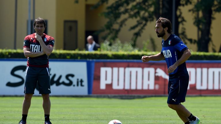 Antonio Conte (left) decided to leave Andrea Pirlo out of his Italy squad for Euro 2016 