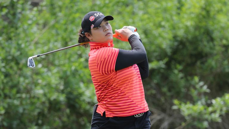 Ariya Jutanugarn from Thailand hits her tee shot to the third green during the third round of the LPGA Volvik Championship on May 2