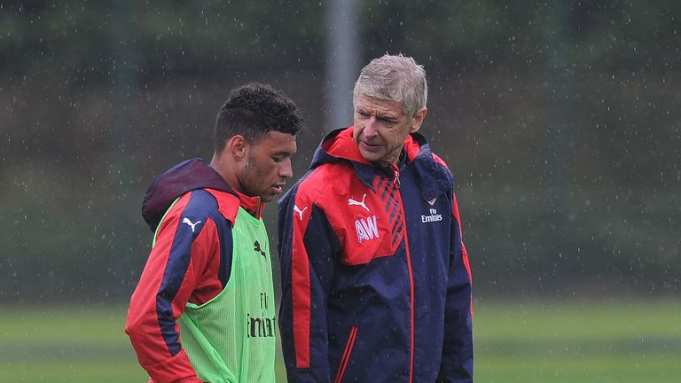 Arsene Wenger, Alex Oxlade-Chamberlain, Arsenal training, July 2015