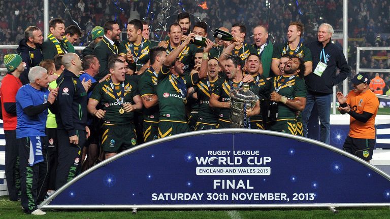 Australia celebrate after winning the final in 2013