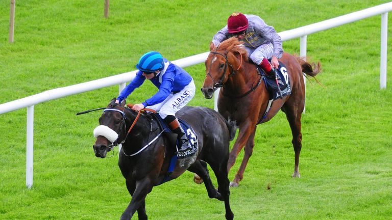 Awtaad, ridden by Chris Hayes, wins the Tattersalls Irish 2,000 Guineas at the Curragh