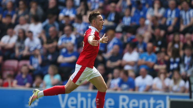 Josh Brownhill celebrates Barnsley's fourth