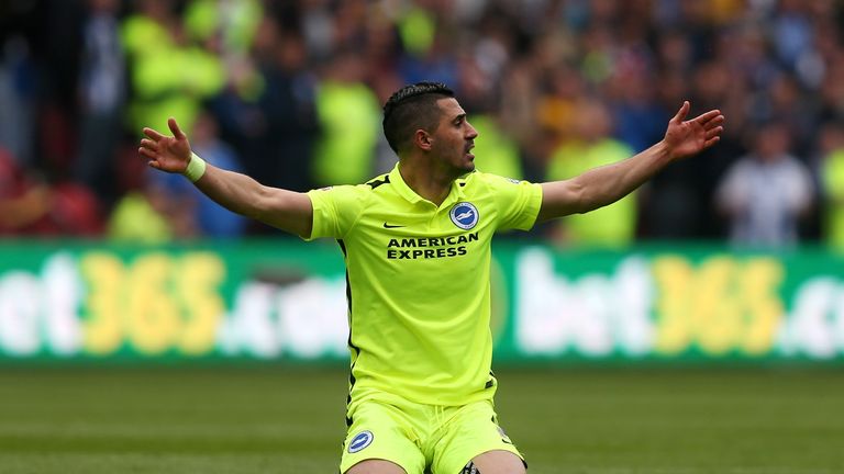 MIDDLESBROUGH, ENGLAND - MAY 07:  Biram Kayal of Brighton and Hove Albion reacts during the Sky Bet Championship match between Middlesbrough and Brighton a