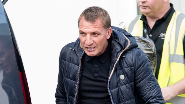 Brendan Rodgers arrives at Glasgow airport by private jet ahead of his first Celtic press conference on Monday