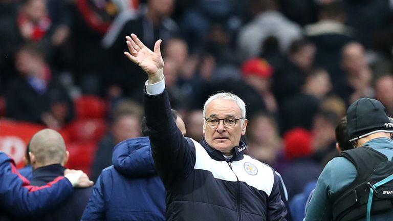 Leicester City manager Claudio Ranieri applauds the fans after the final whistle 