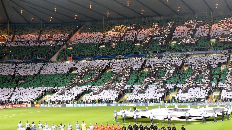 Celtic supporters put on a show before a Champions League match
