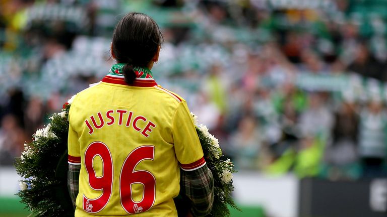 The laying of a wreath honouring the victims of the Hillsborough disaster and showing support for Liverpool Football Club before the Ladbrokes Scottish Pre