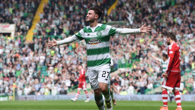 Patrick Roberts celebrates his second goal of the match