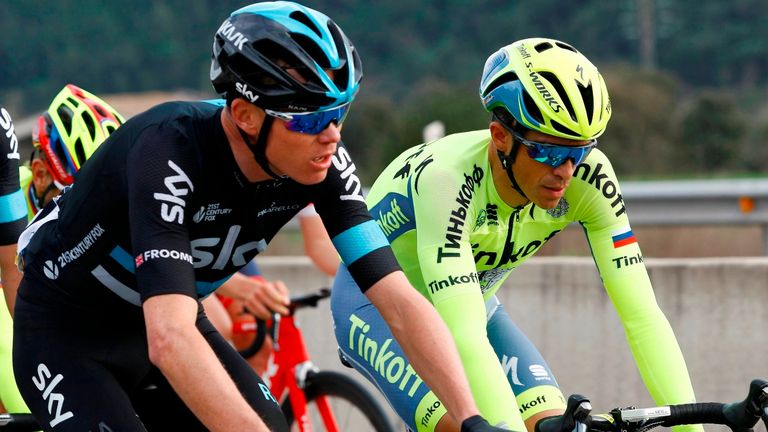 Chris Froome and Alberto Contador on stage two of the 2016 Volta a Catalunya