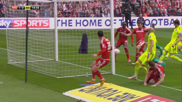 Christian Stuani opens the scoring for Middlesbrough in the promotion showdown at the Riverside
