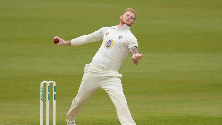 Ben Stokes of Durham bowls during day two of the Specsavers County Championship Division One match between Surrey and Durham