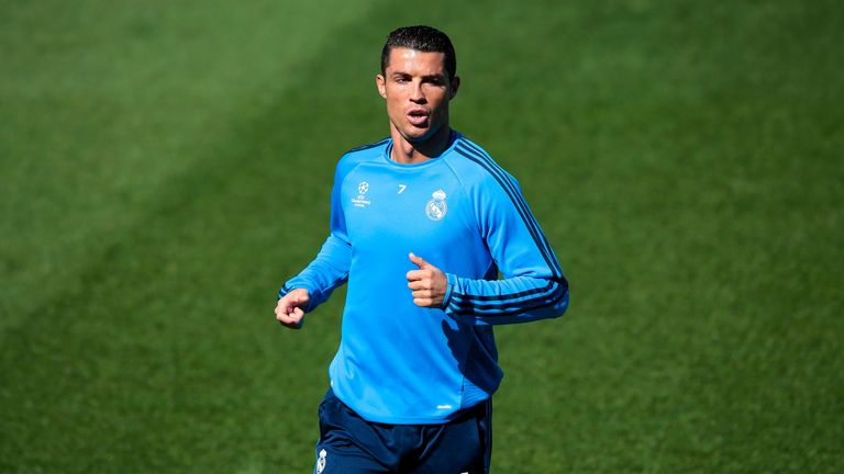 Cristiano Ronaldo training, Real Madrid, ahead of Champions League tie with Manchester City