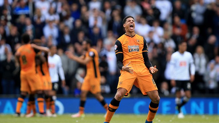 Hull City's Curtis Davies celebrates his side's second goal 