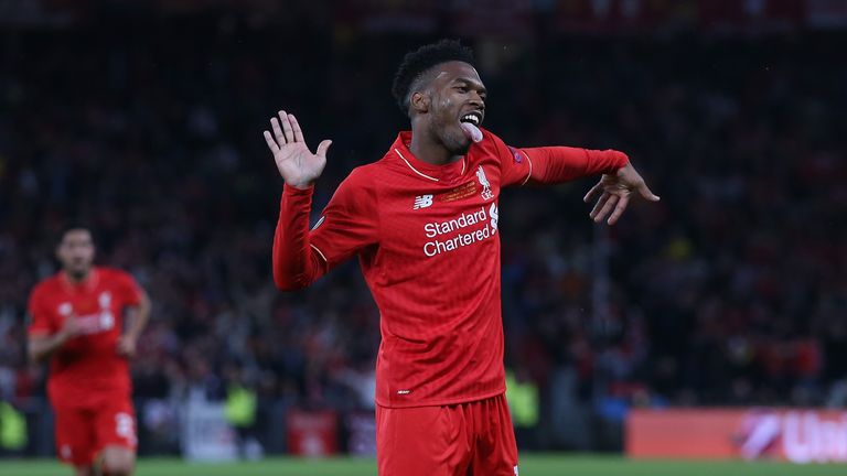 Daniel Sturridge of Liverpool celebrates scoring