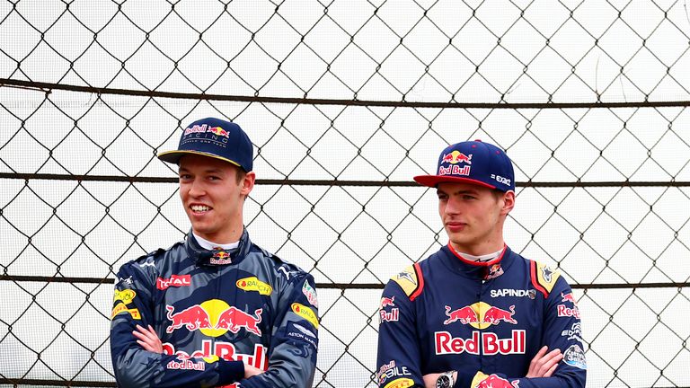 Daniil Kvyat of Russia and Red Bull Racing and Max Verstappen of Netherlands and Scuderia Toro Rosso, Chinese Grand Prix, 14 April 2016