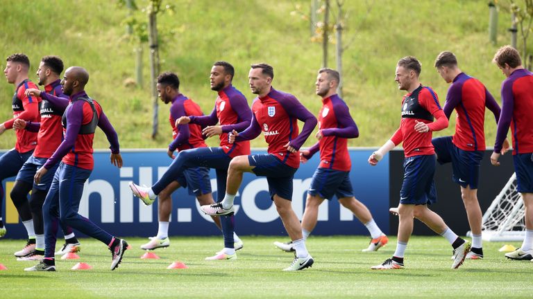 Danny Drinkwater (centre) was among the England players to train on Wednesday evening