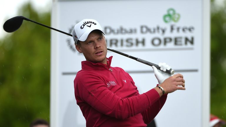 Danny Willett of England tees off on the 9th hole during the final round of the Dubai Duty Free Irish Open 