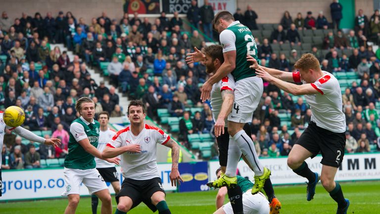 Hibernian's Darren McGregor (24) scores his side's second goal at Easter Road