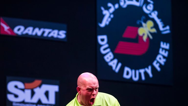 Michael van Gerwen in the Dubai Darts Masters final (Picture: Dubai Duty Free)