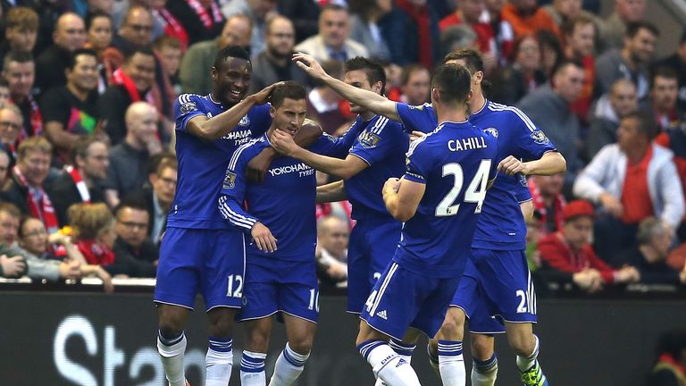 Eden Hazard of Chelsea celebrates 