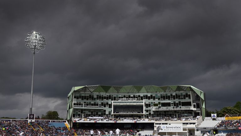 Rain clouds head towards Headingley during day three of the 1st Investec Test match between England and Sri Lanka